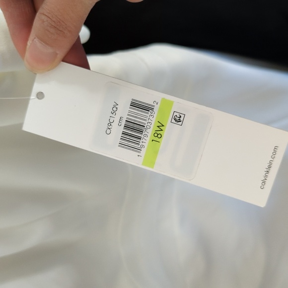 NEW Calvin Klein Short Sleeve Fit & Flare Stripe Hem Dress White 18W preppy - Picture 13 of 13